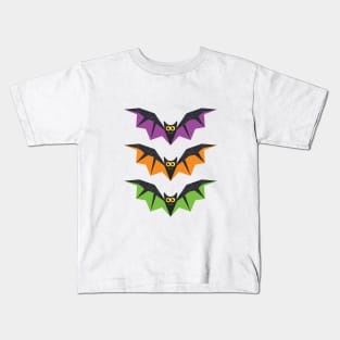 3 Funny Halloween Bats on White Kids T-Shirt